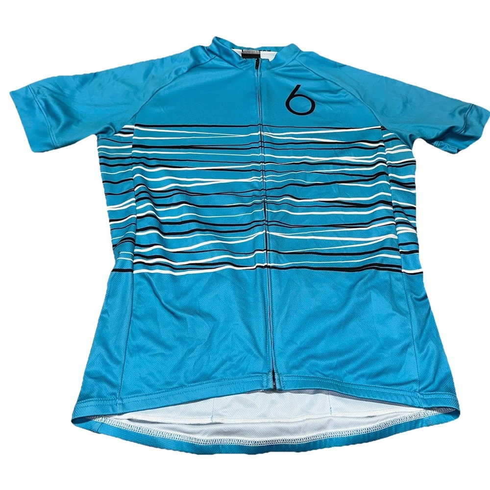 Twin Six Club Cycling Jersey Blue Micro Plus Full Zip Pockets USA Mens L Flaw